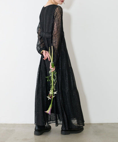 【LARUTA】蕾絲拼接長款連衣裙