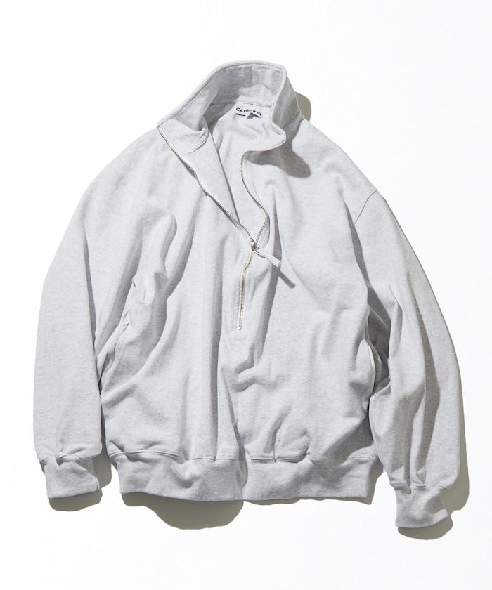 重磅針織面料四分之三拉鍊立領衫