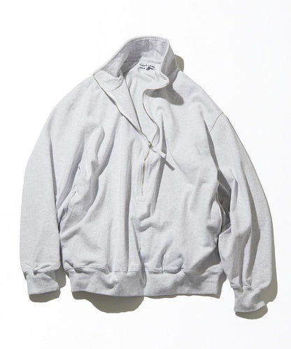 重磅針織面料四分之三拉鍊立領衫