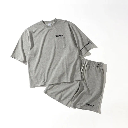 SAUNA BOY 英文印花 直筒 休閒短袖衛衣套裝（2024款）