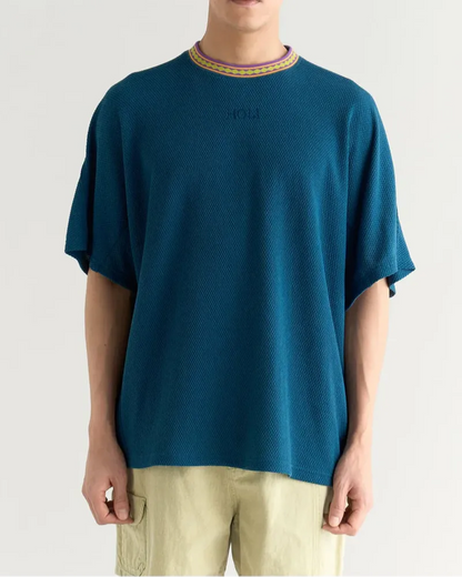 NANGA RINGER COLLAR 拼接設計圓領T恤