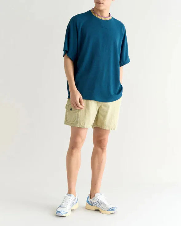 NANGA RINGER COLLAR 拼接設計圓領T恤