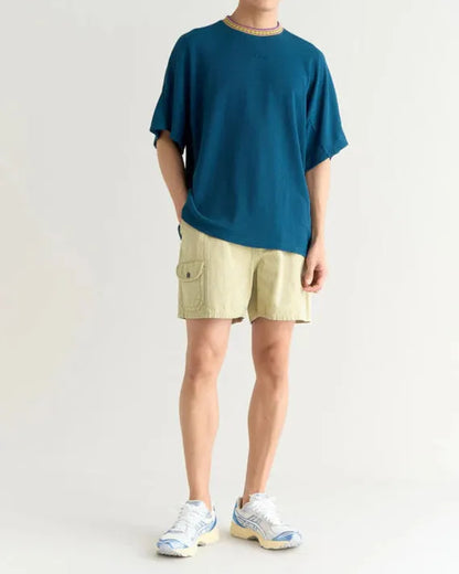 NANGA RINGER COLLAR 拼接設計圓領T恤