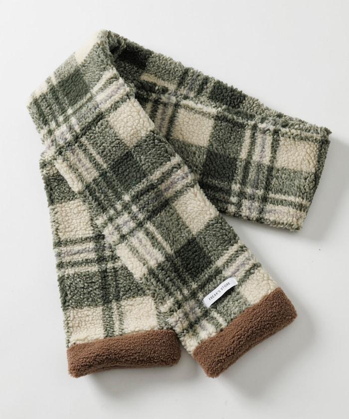 格紋羊羔絨抓絨圍巾