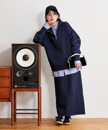 【套裝商品】粘合半拉鍊裙套裝