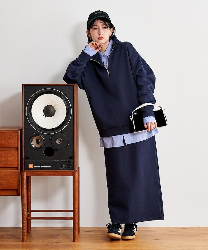 【套裝商品】粘合半拉鍊裙套裝