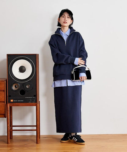 【套裝商品】粘合半拉鍊裙套裝