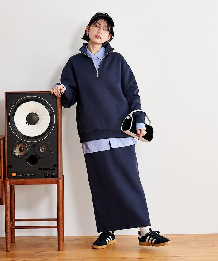 【套裝商品】粘合半拉鍊裙套裝