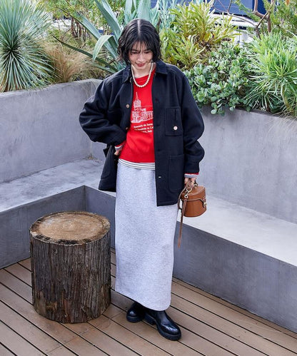 【套裝商品】粘合半拉鍊裙套裝