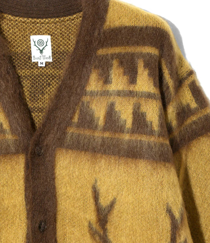 South2west8 Mohair V領北歐骷髏圖案針織開衫