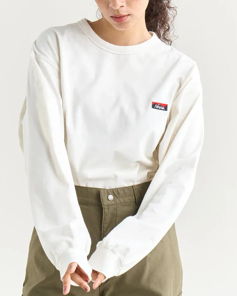NANGA ECO HYBRID BOX LOGO 刺繡 長袖T恤（男女同款）