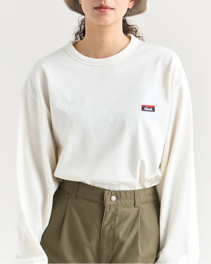 NANGA ECO HYBRID BOX LOGO 刺繡 長袖T恤（男女同款）