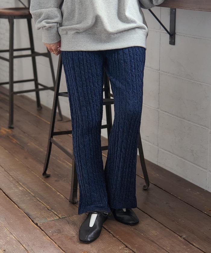 絨線編織針織長褲