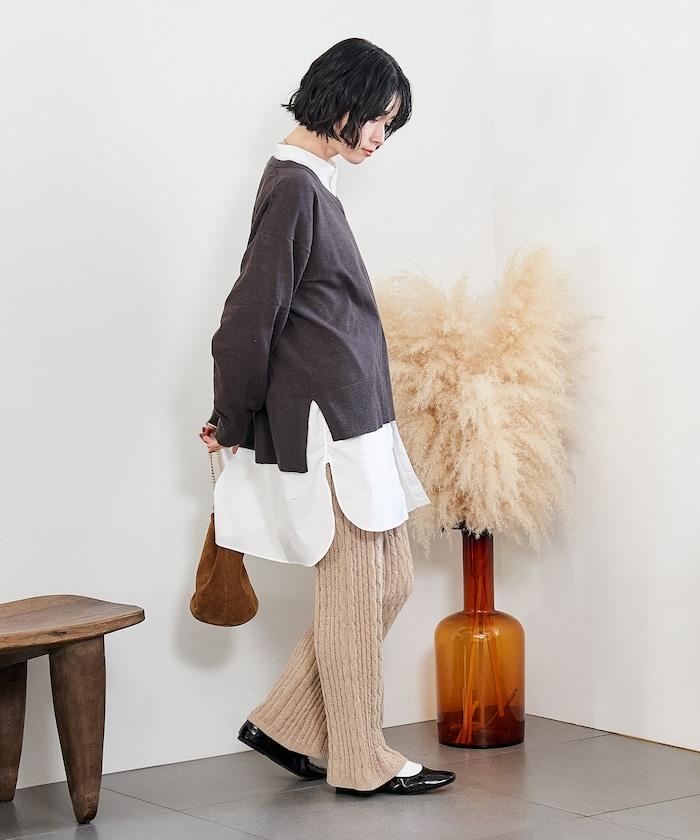 絨線編織針織長褲