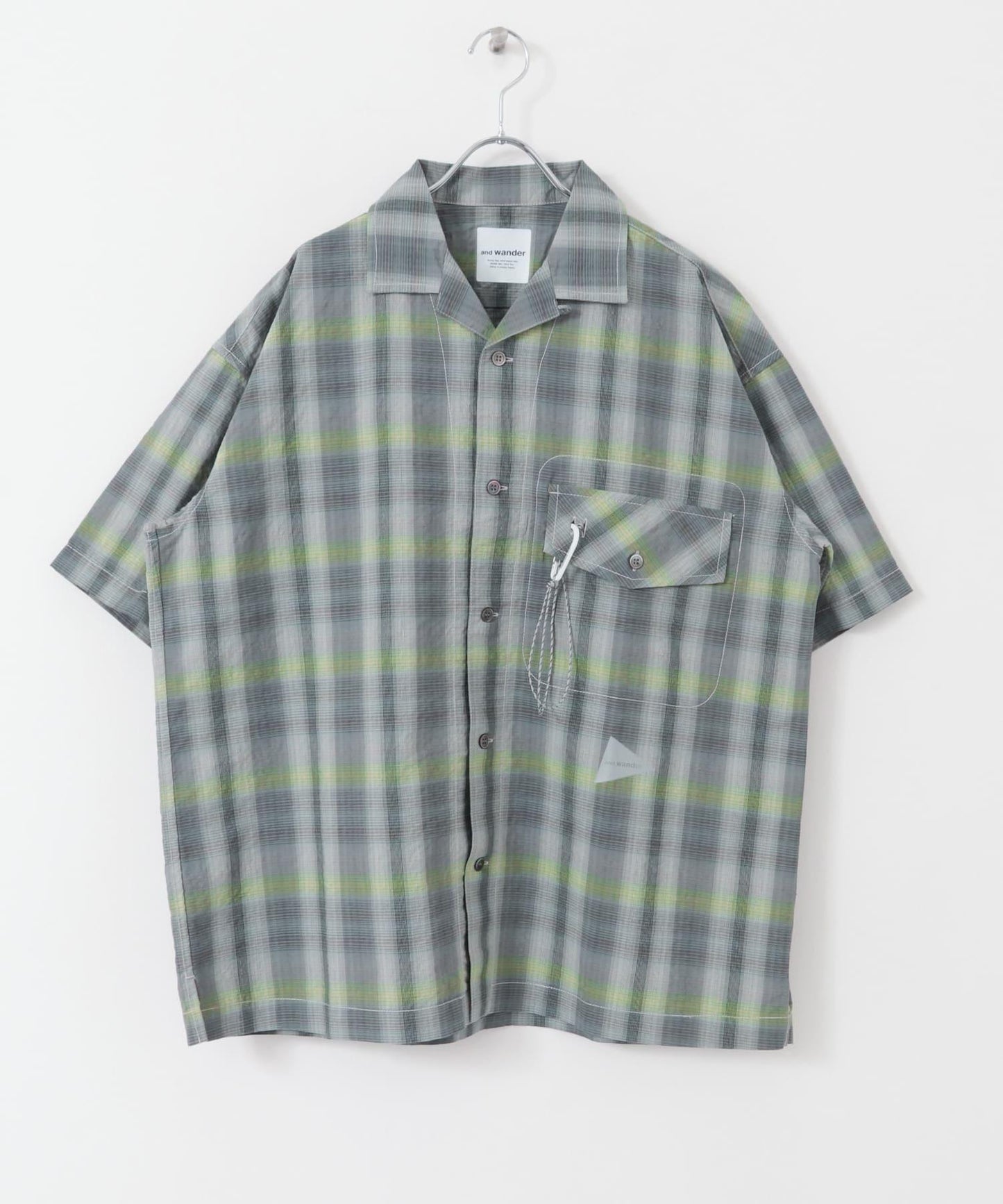 and wander dry check open SS shirt 短袖開襟襯衫