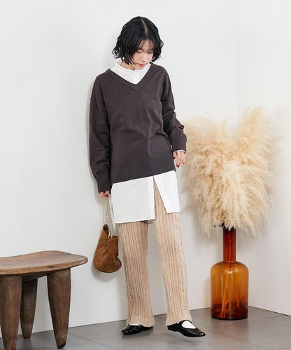 絨線編織針織長褲