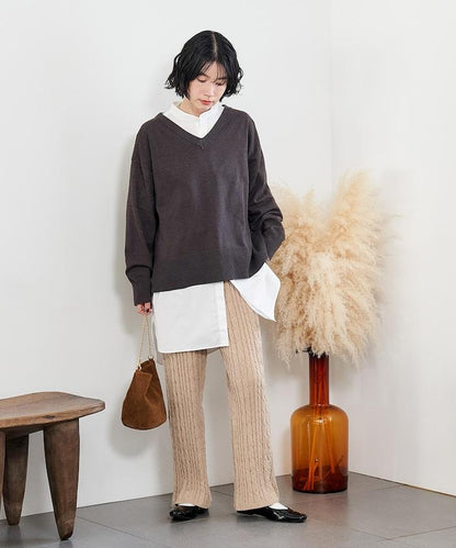 絨線編織針織長褲