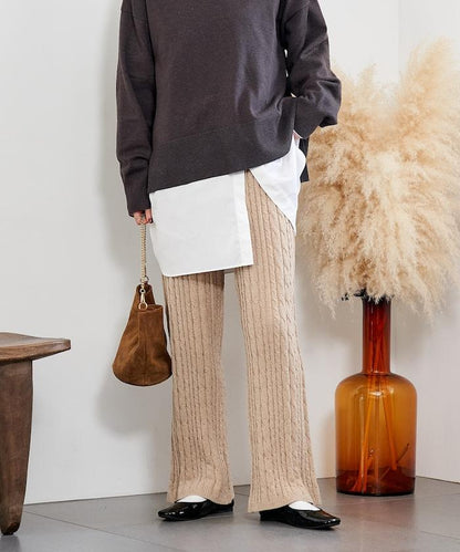 絨線編織針織長褲