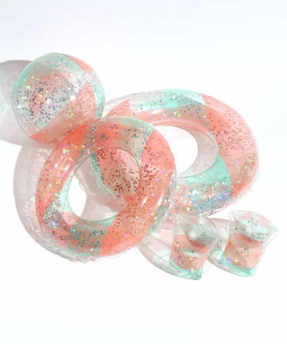 透明格紋亮片泳圈_浮圈