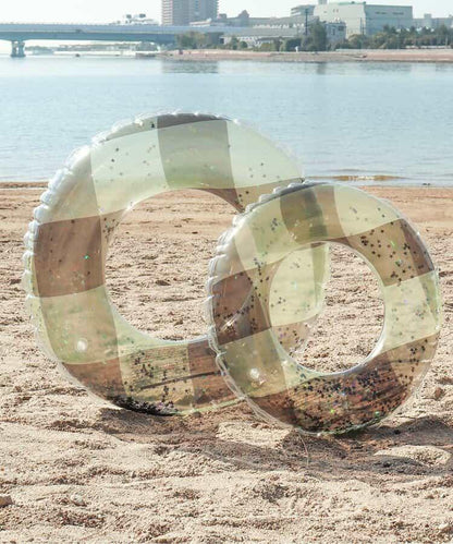 透明格紋亮片泳圈_浮圈