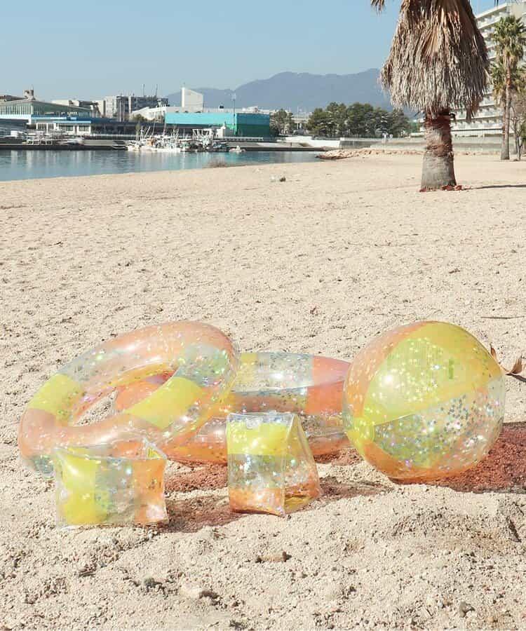 透明格紋亮片泳圈_浮圈