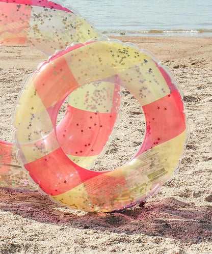 透明格紋亮片泳圈_浮圈