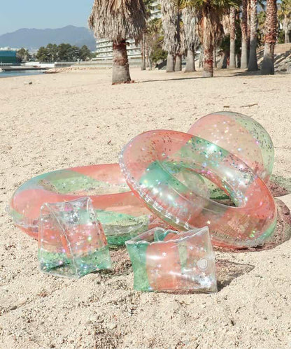 透明格紋亮片泳圈_浮圈