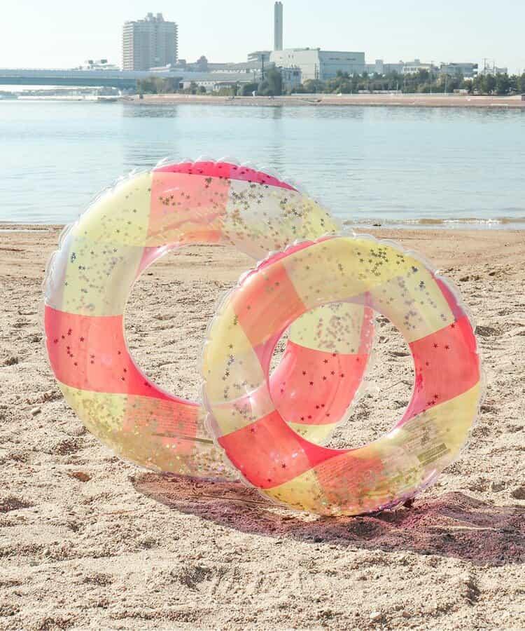 透明格紋亮片泳圈_浮圈