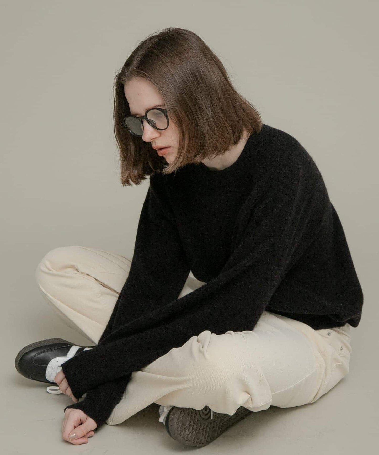 絨感圓領針織套頭衫