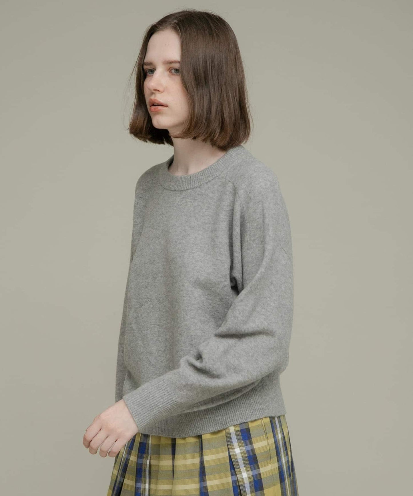 絨感圓領針織套頭衫