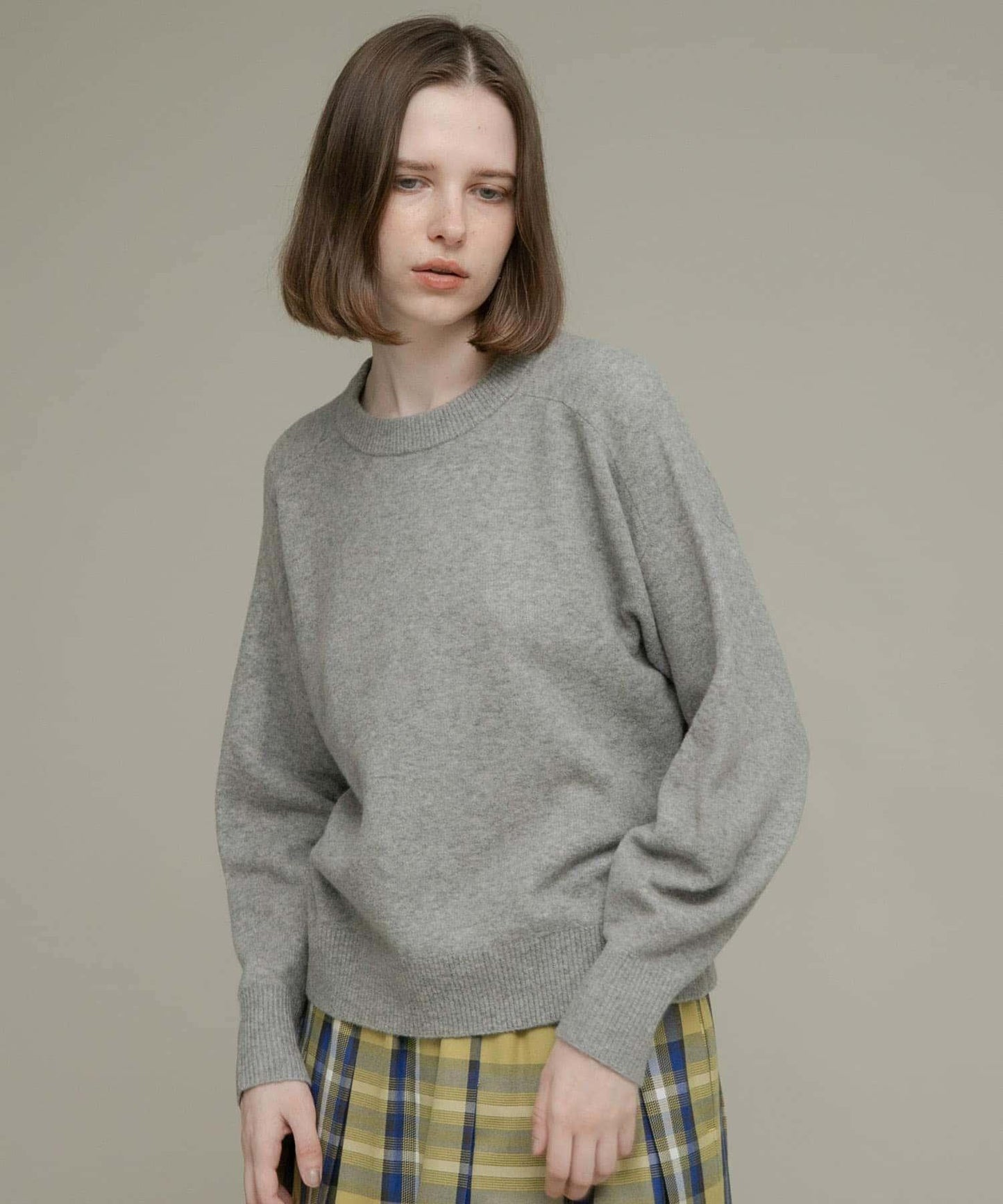 絨感圓領針織套頭衫