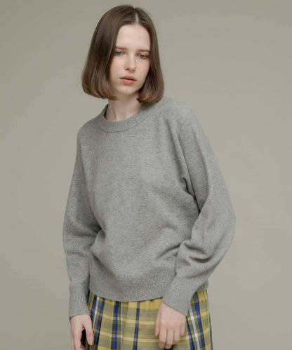 絨感圓領針織套頭衫