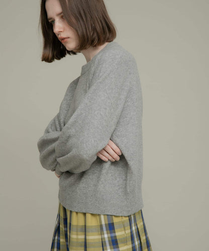 絨感圓領針織套頭衫