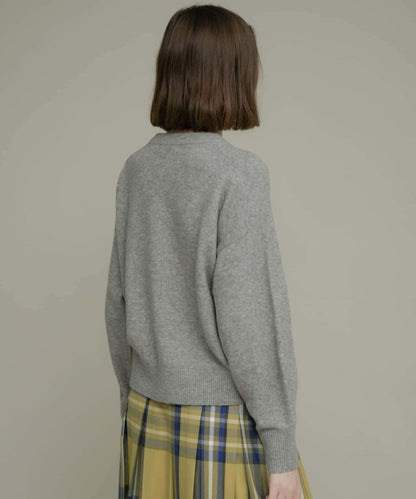 絨感圓領針織套頭衫