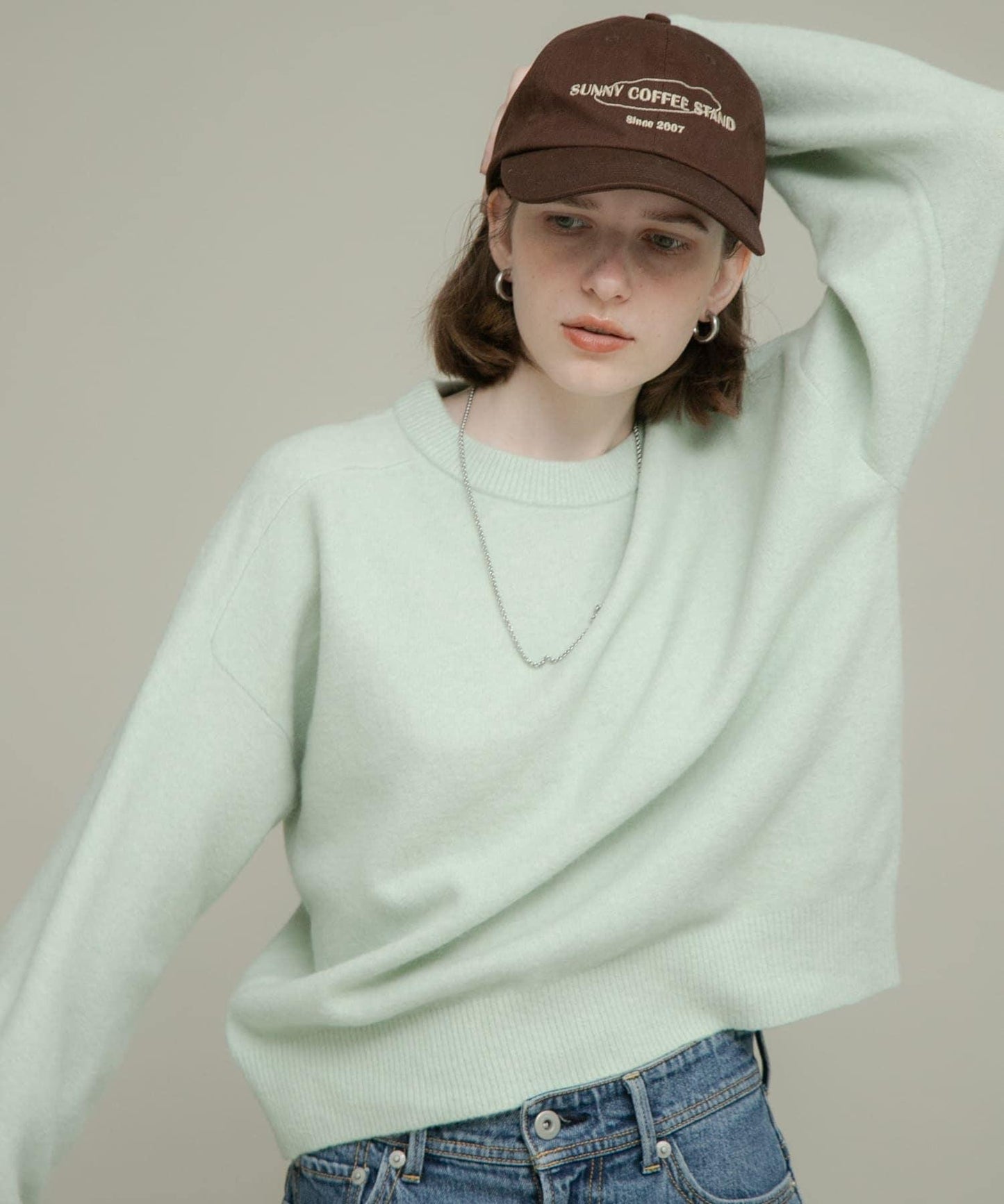 絨感圓領針織套頭衫