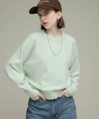 絨感圓領針織套頭衫