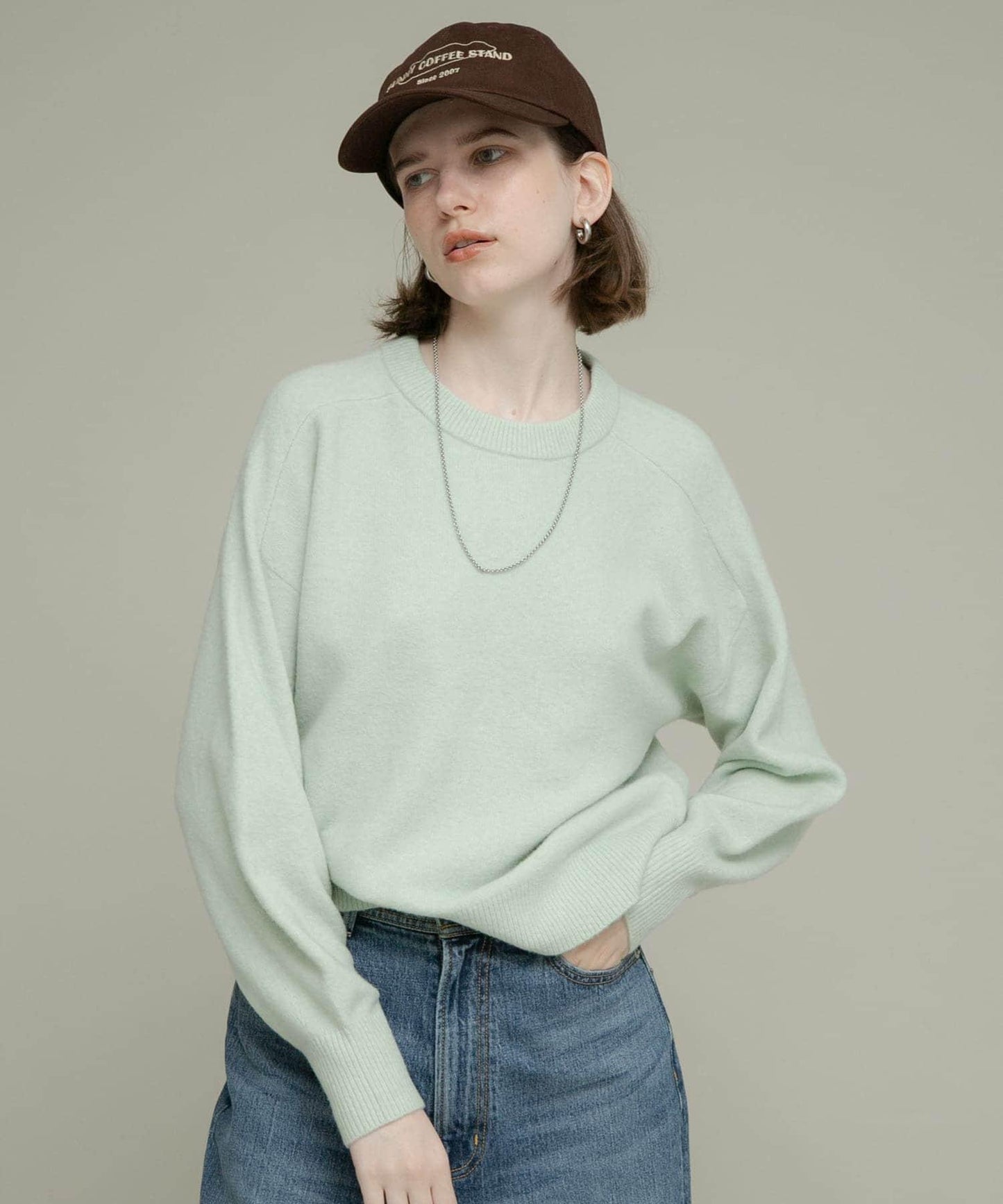 絨感圓領針織套頭衫