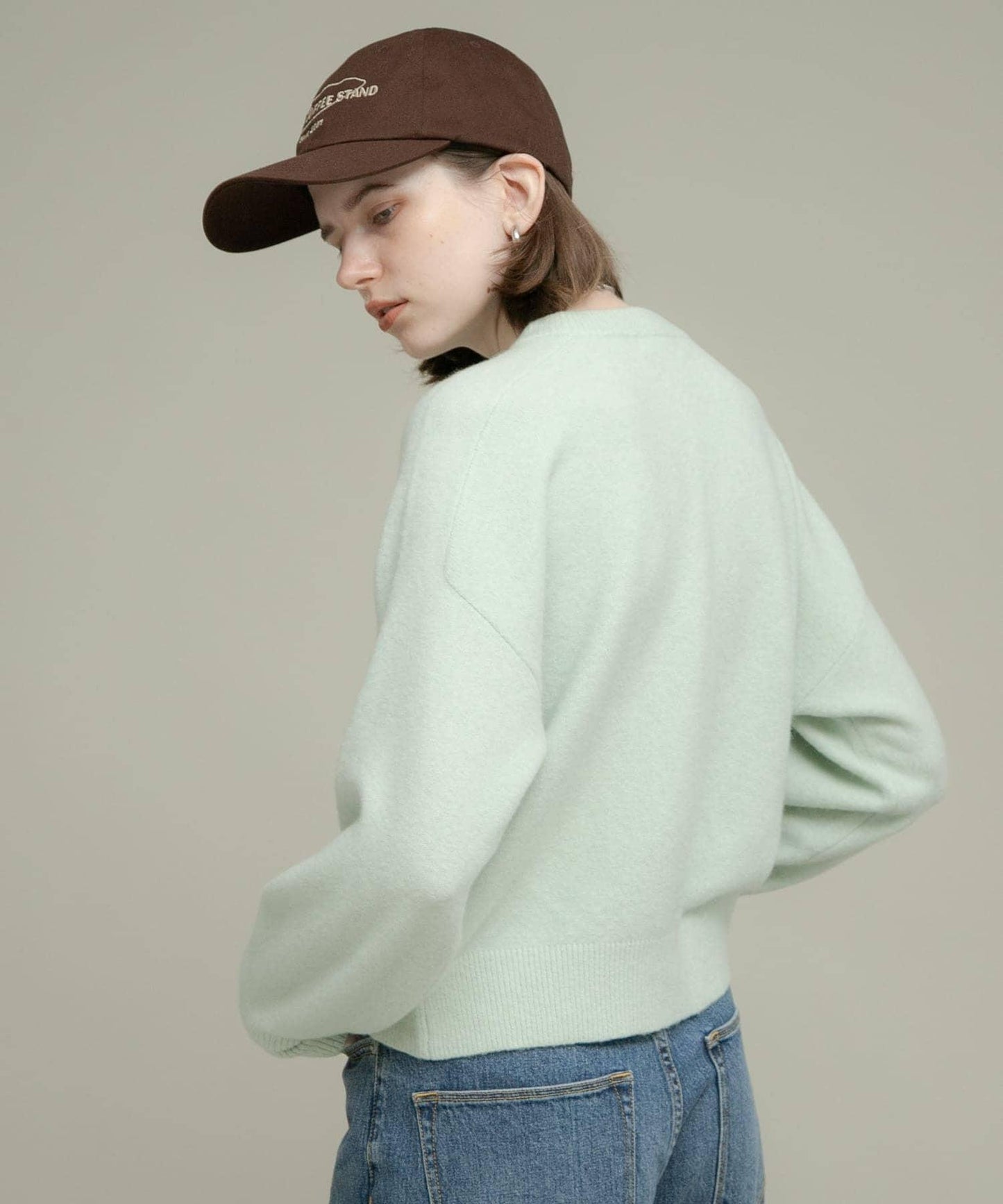 絨感圓領針織套頭衫