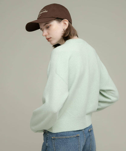 絨感圓領針織套頭衫