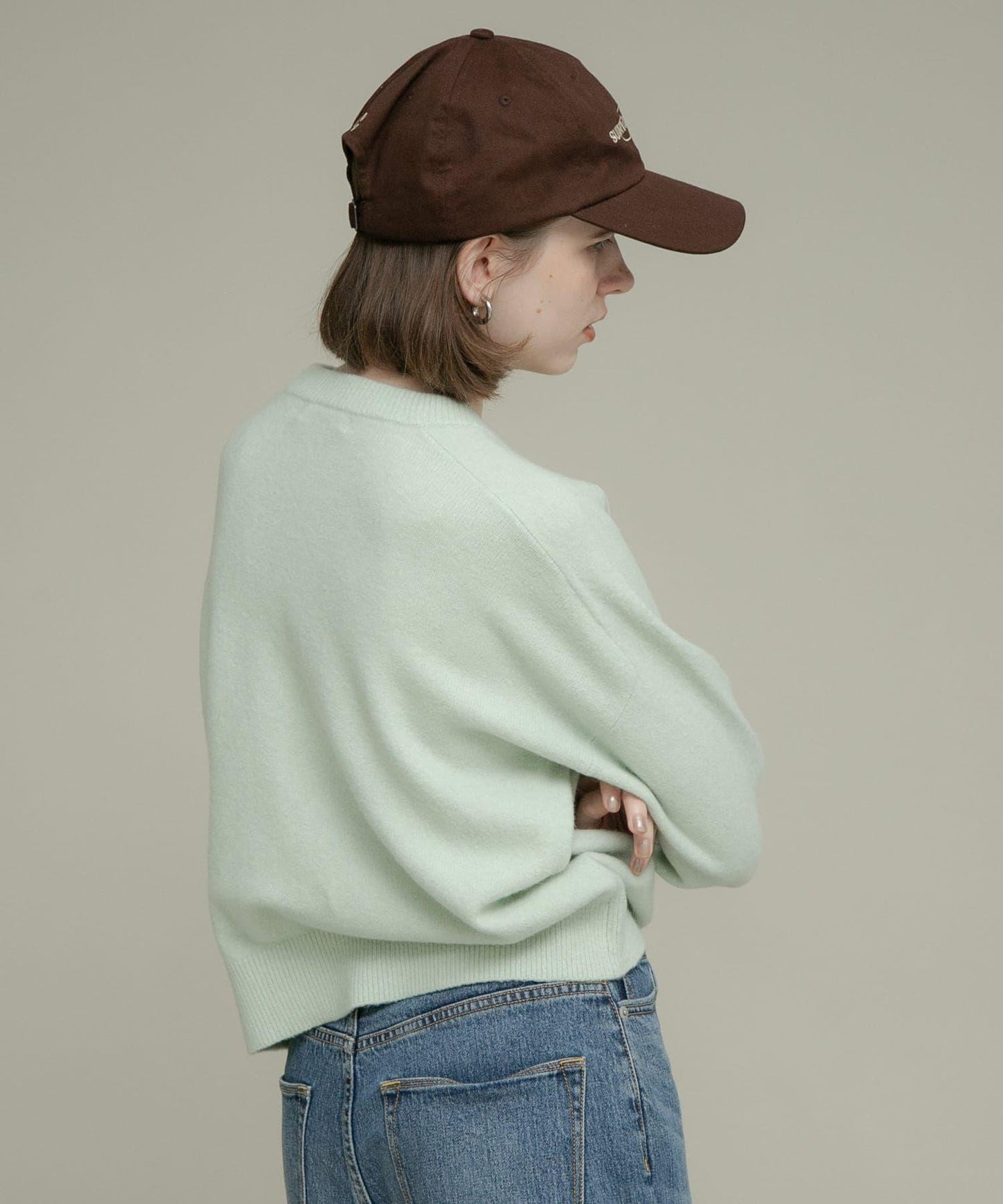 絨感圓領針織套頭衫