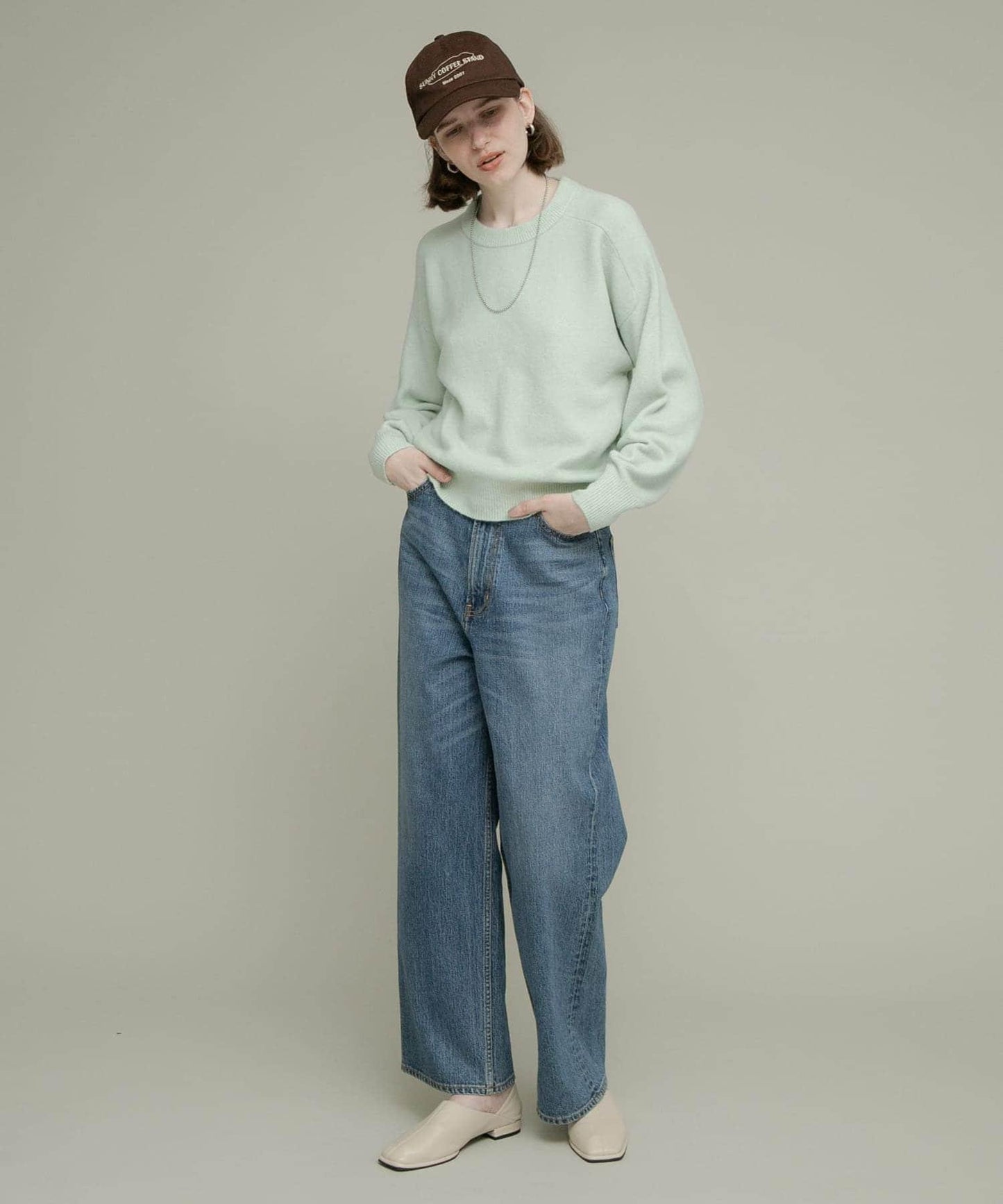 絨感圓領針織套頭衫