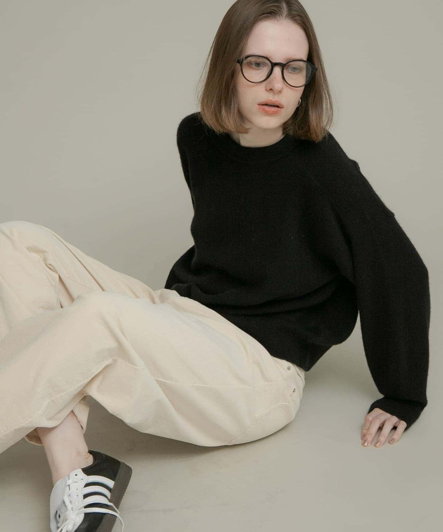 絨感圓領針織套頭衫