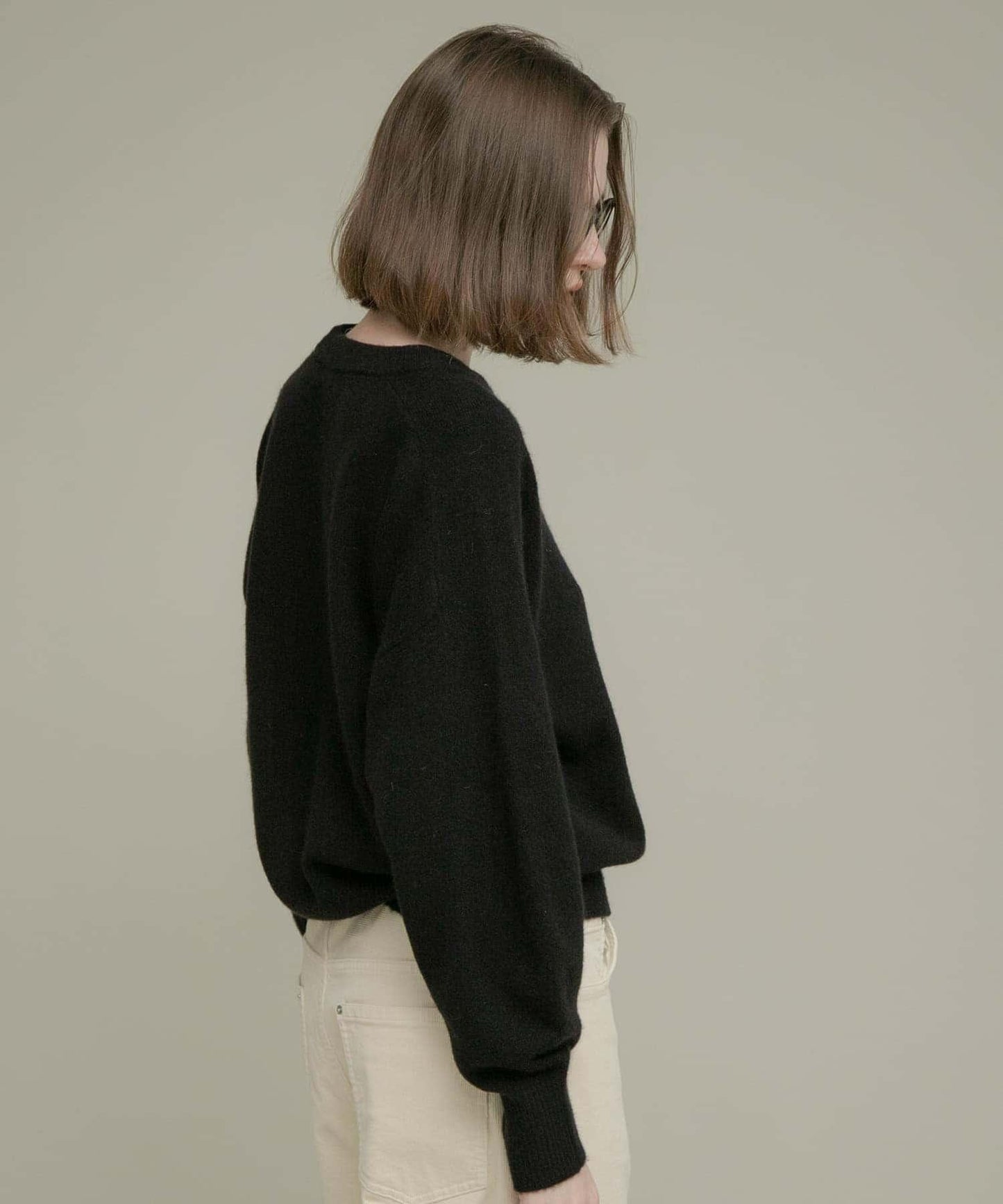 絨感圓領針織套頭衫