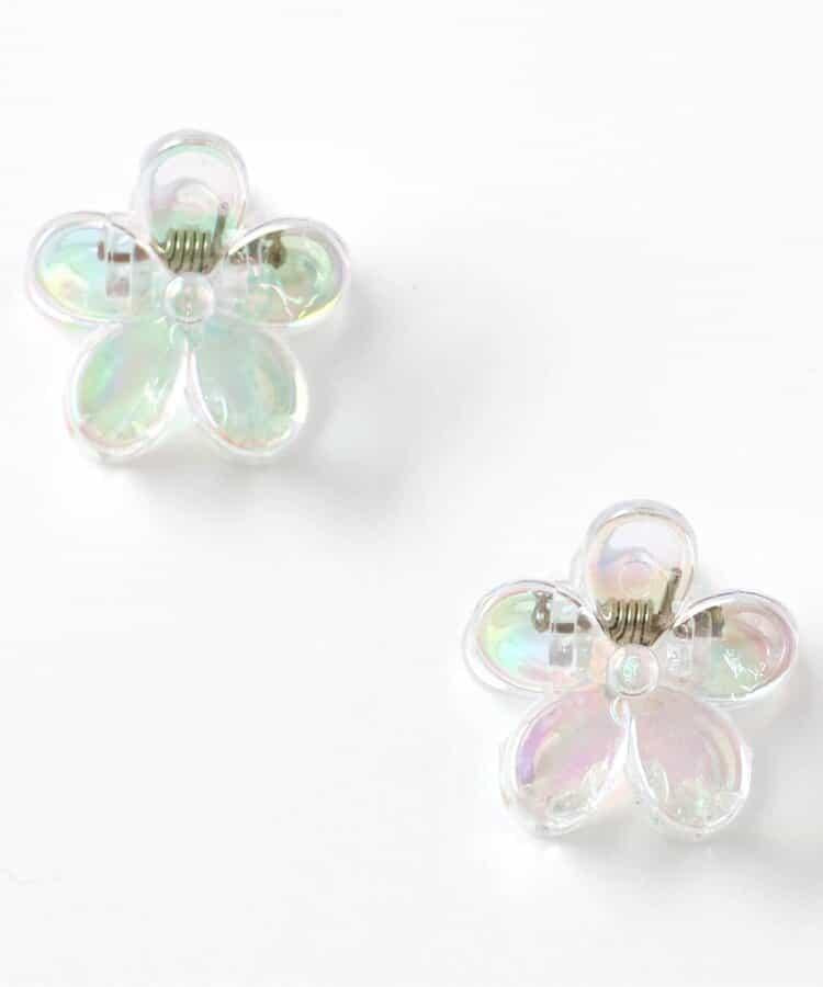 蝴蝶結花朵透明發夾2個裝