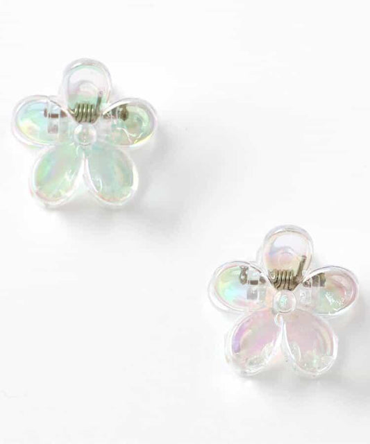 蝴蝶結花朵透明發夾2個裝