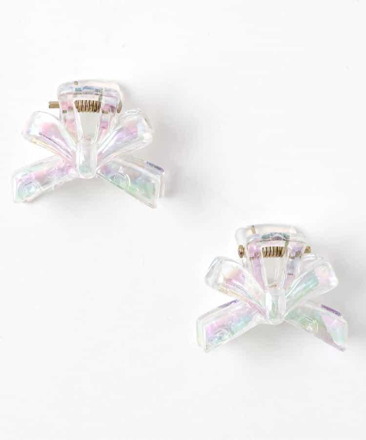 蝴蝶結花朵透明發夾2個裝