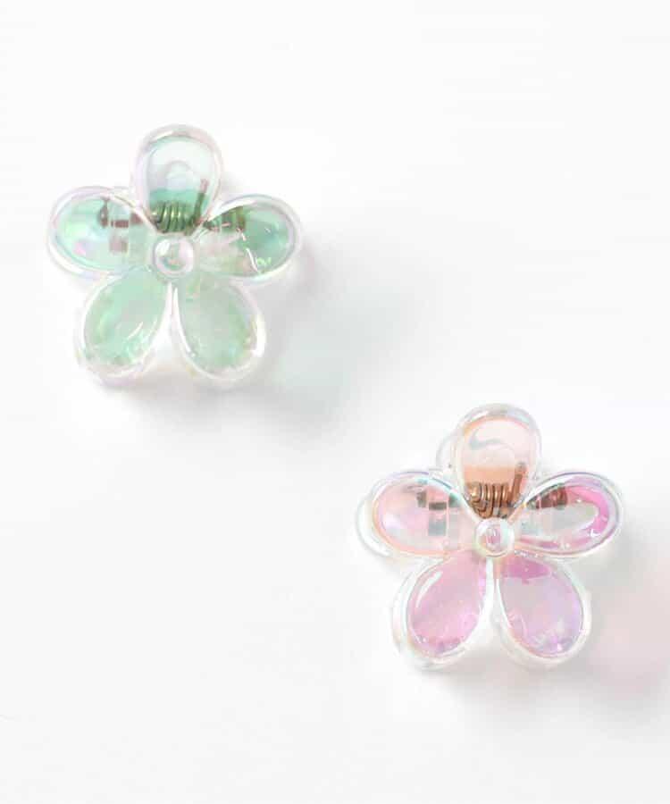 蝴蝶結花朵透明發夾2個裝