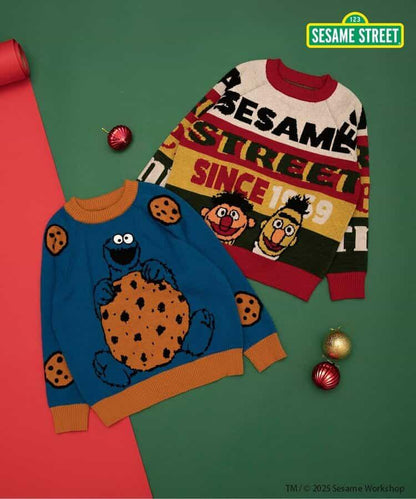 芝麻街 兩色兩款提花毛衣