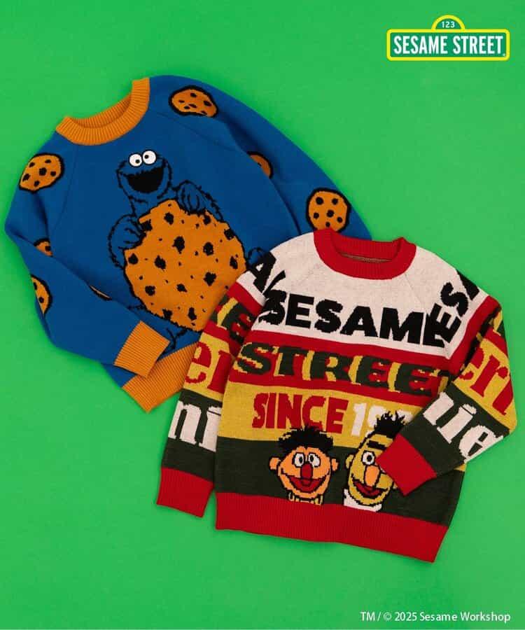 芝麻街 兩色兩款提花毛衣