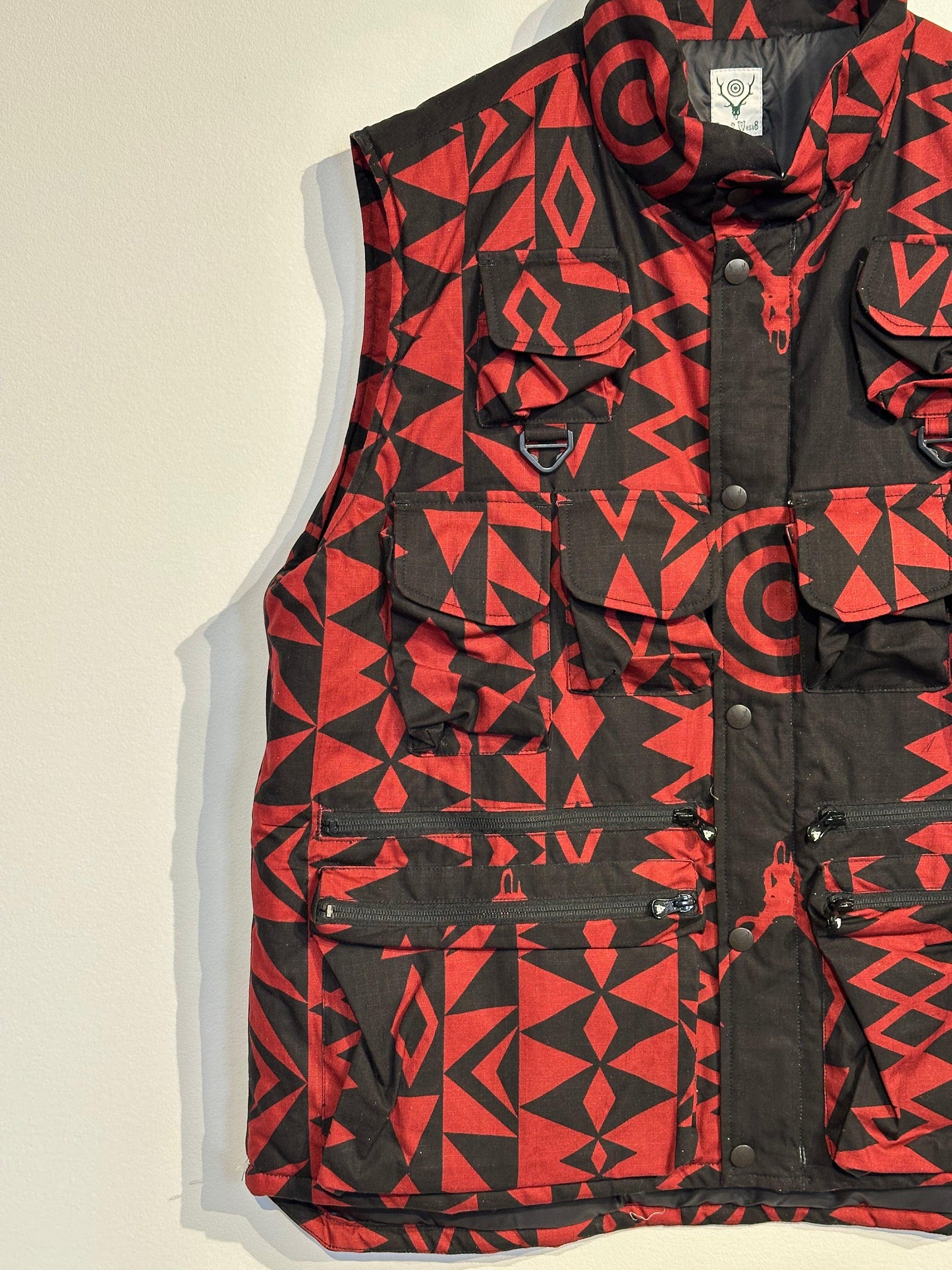 多口袋拉鍊設計 Cotton Ripstop 印花 夾棉馬甲 Multi-Pocket Zipped Padding Vest